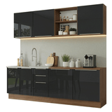 Cocina Integral 240 cm Marrón/Negro Lux Madesa 09