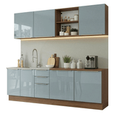 Cocina Integral 240 cm Marrón/Gris Lux Madesa 09