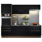 Cocina Integral 260 x 60 cm 6 Puertas 5 Cajones Con Mueble para Horno Marrón/Negro Lux Madesa
