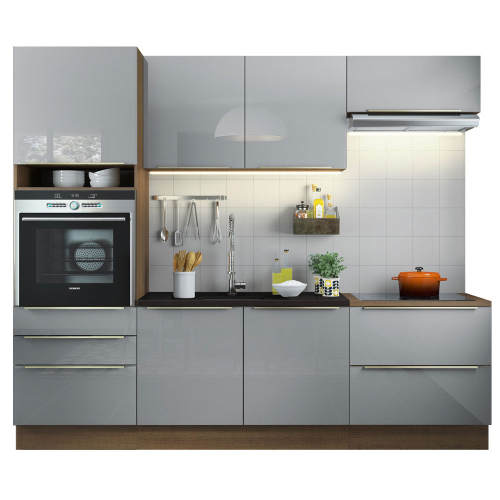 Cocina Integral 260cm Marrón/Gris Lux 01