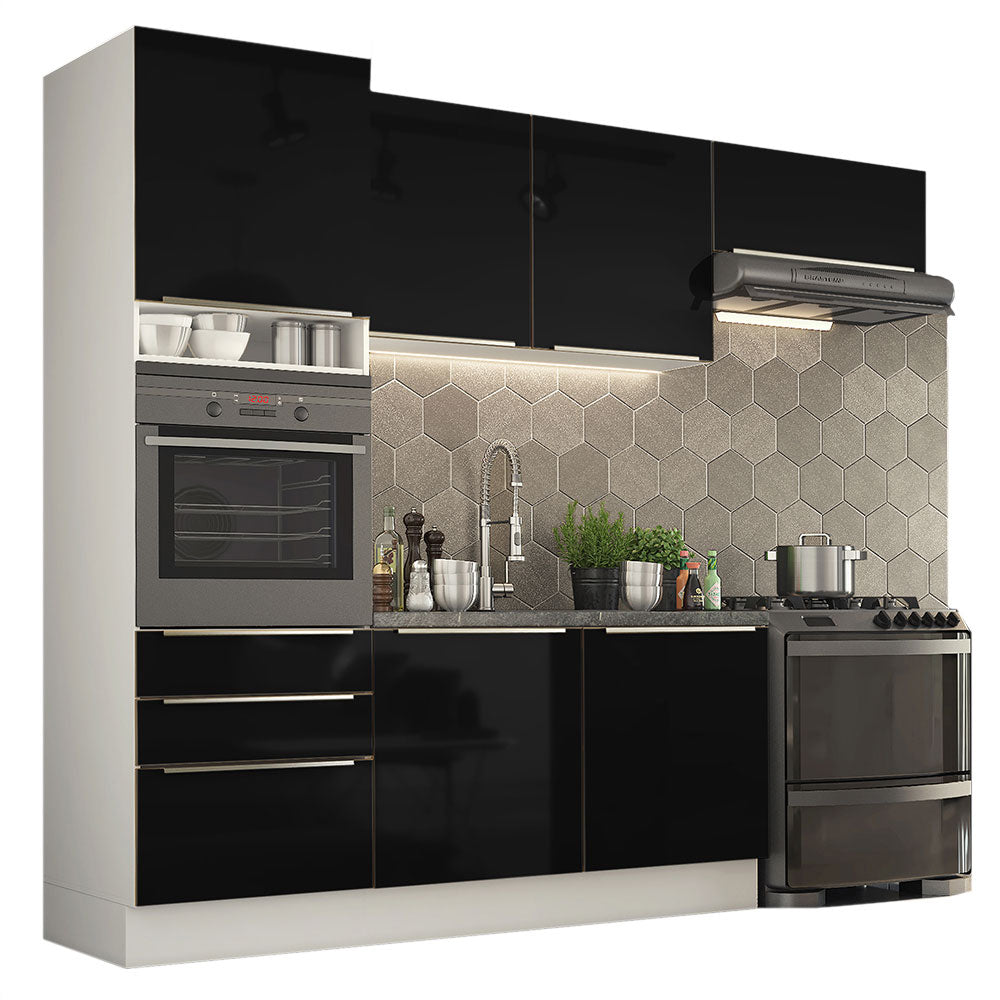 Cocina Integral 260cm Lux Blanco/Negro 03