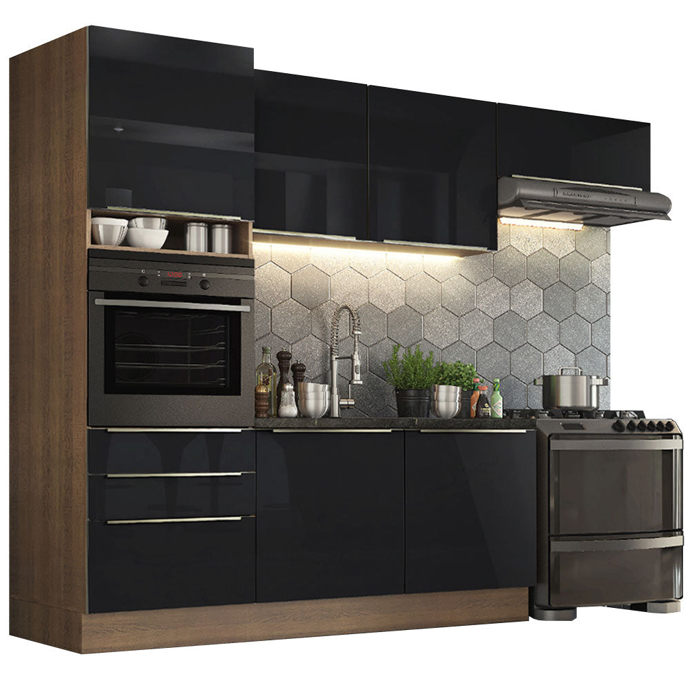 Cocina Integral 260 cm Lux Marrón/Negro 03