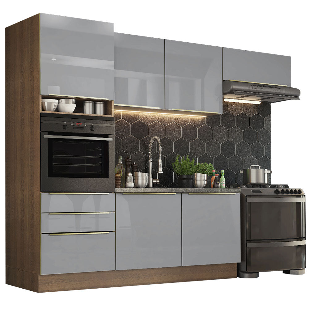 Cocina Integral 260 cm Lux Marrón/Gris 03