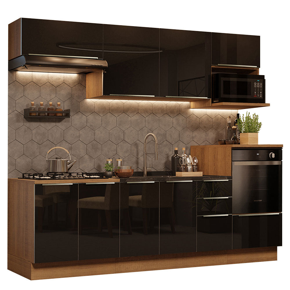 Cocina Integral 260cm Marrón/Negro Lux 07