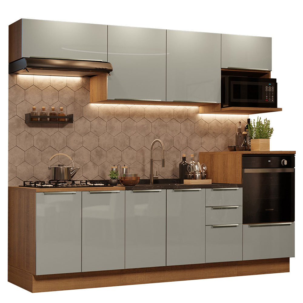 Cocina Integral 260cm Marrón/Gris Lux Madesa 07