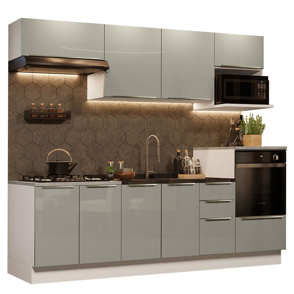 Cocina Integral 260cm Lux Blanco/Gris 07