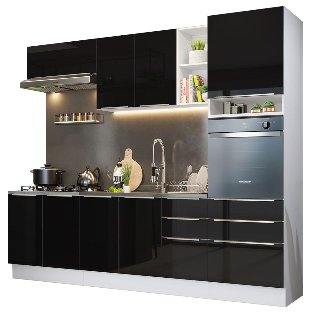 Cocina Integral 260cm Lux Blanco/Negro 08