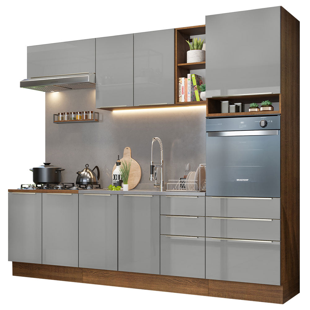 Cocina Integral 260cm Marrón/Gris Lux Madesa 08