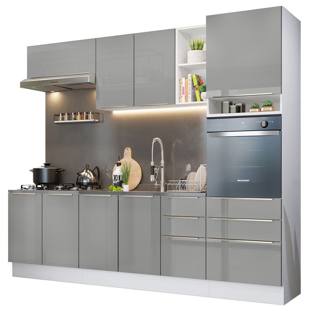 Cocina Integral 260cm Lux Blanco/Gris 08