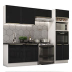 Cocina Integral 270 x 60 cm Con Mueble para Horno Blanco/Negro Lux Madesa