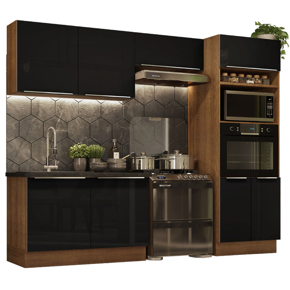 Cocina Integral 270 cm Lux Marrón/Negro 01