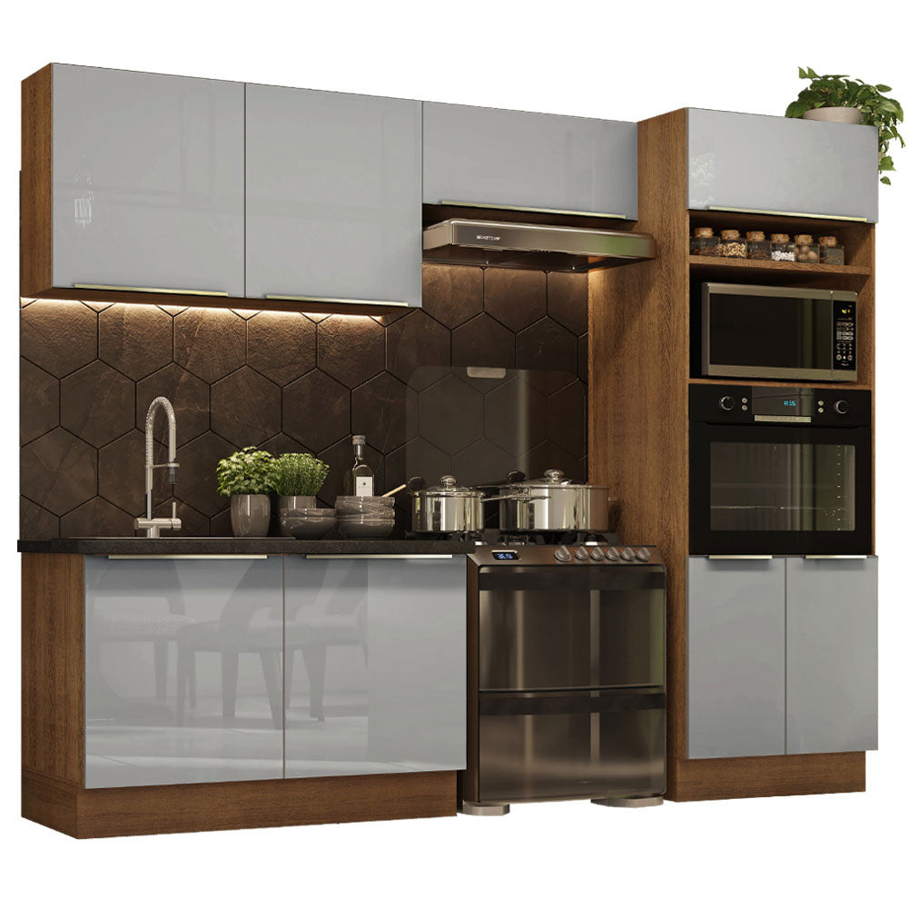 Cocina Integral 270 x 60 cm Con Mueble para Horno Marrón/Gris Lux Madesa