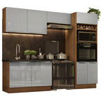 Cocina Integral 270 x 60 cm Con Mueble para Horno Marrón/Gris Lux Madesa