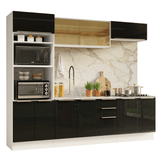 Cocina Integral 270 cm Blanco/Negro Lux Madesa 05
