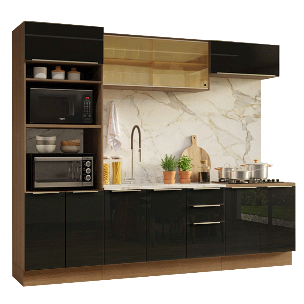 Cocina Integral 270 cm Marrón/Negro Lux Madesa 05
