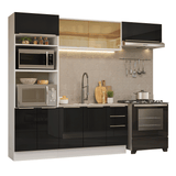 Cocina Integral 270 cm Blanco/Negro Lux Madesa 07