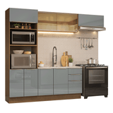 Cocina Integral 270 cm Marrón/Gris Lux Madesa 07