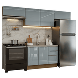 Cocina Integral 280 cm Marrón/Gris Lux Madesa 01
