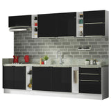 Cocina Integral 300cm Blanco/Negro Lux de Sabrina