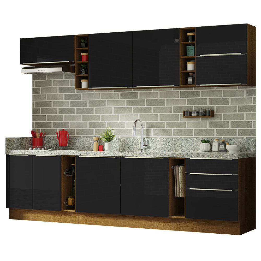 Cocina Integral 300cm Marrón/Negro Lux de Sabrina Madesa