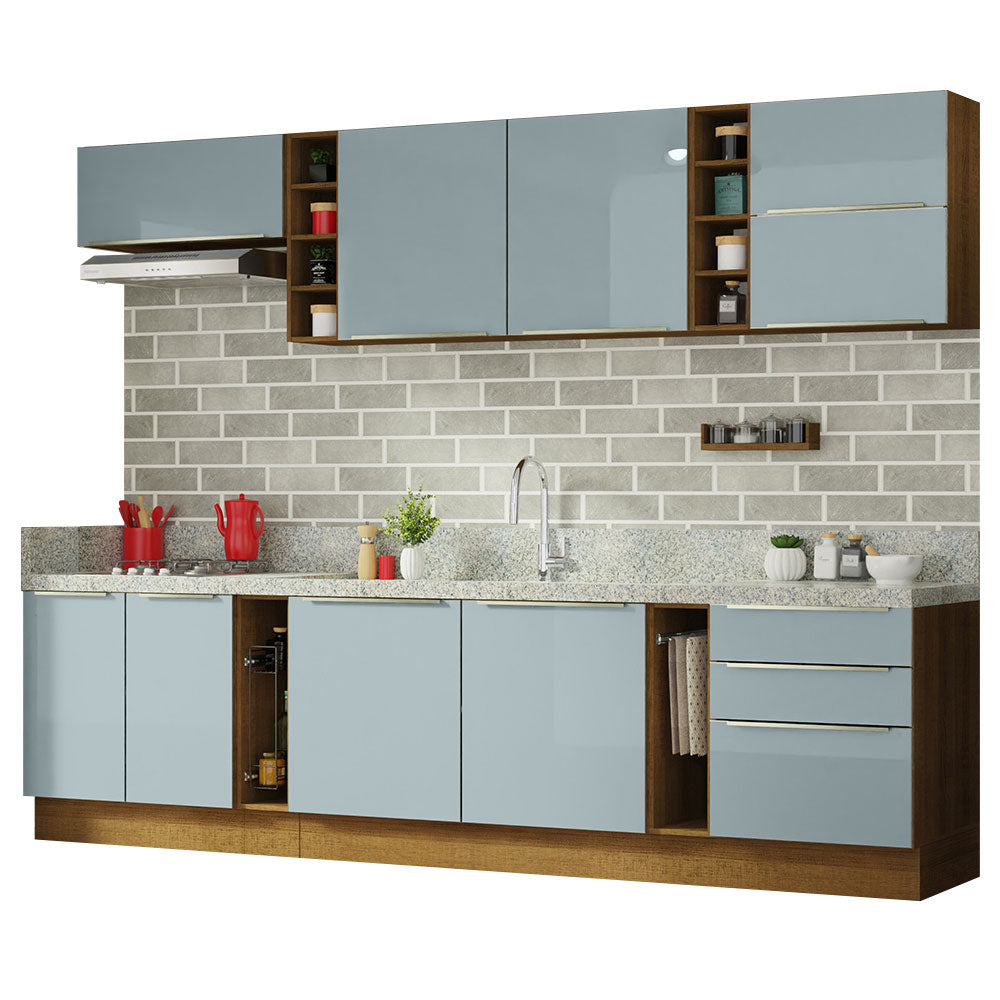 Cocina Integral 300cm Marrón/Gris Lux de Sabrina Madesa