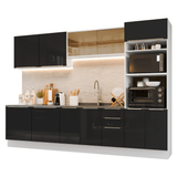 Cocina Integral 310 cm Blanco/Negro Lux Madesa 03