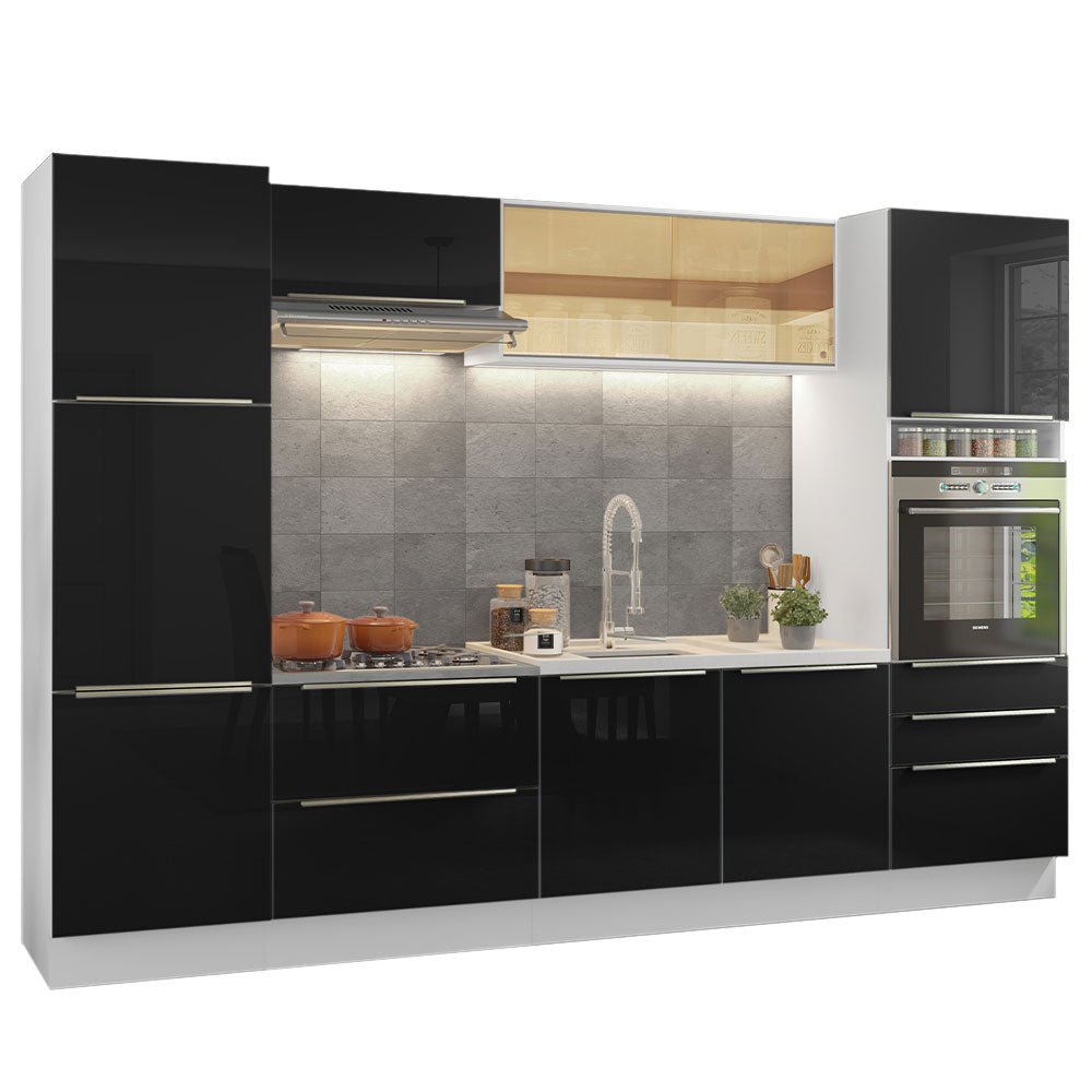 Cocina Integral 320 cm Lux Blanco/Negro 01