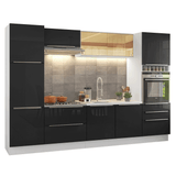 Cocina Integral 320 cm Blanco/Negro Lux Madesa 08