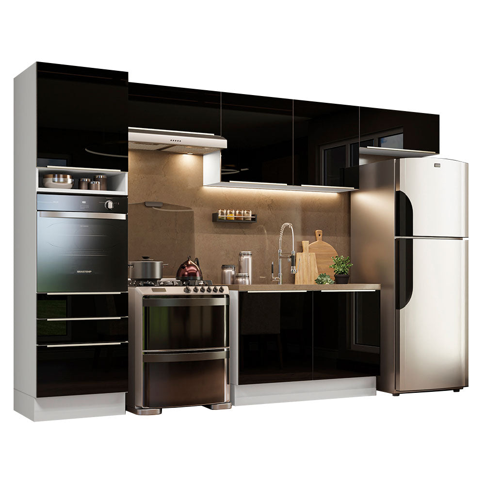 Cocina Integral 340cm Lux Blanco/Negro 01