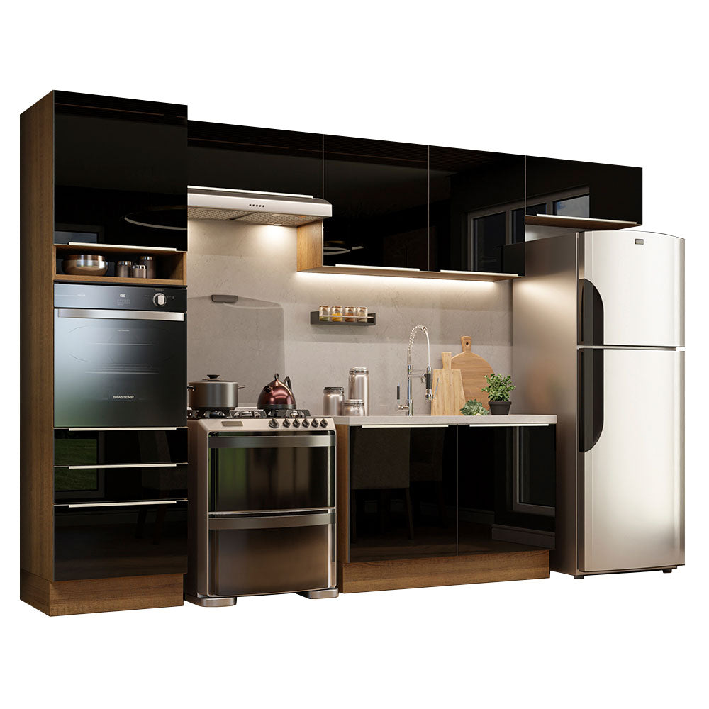 Cocina Integral 340 cm Lux Marrón/Negro 01