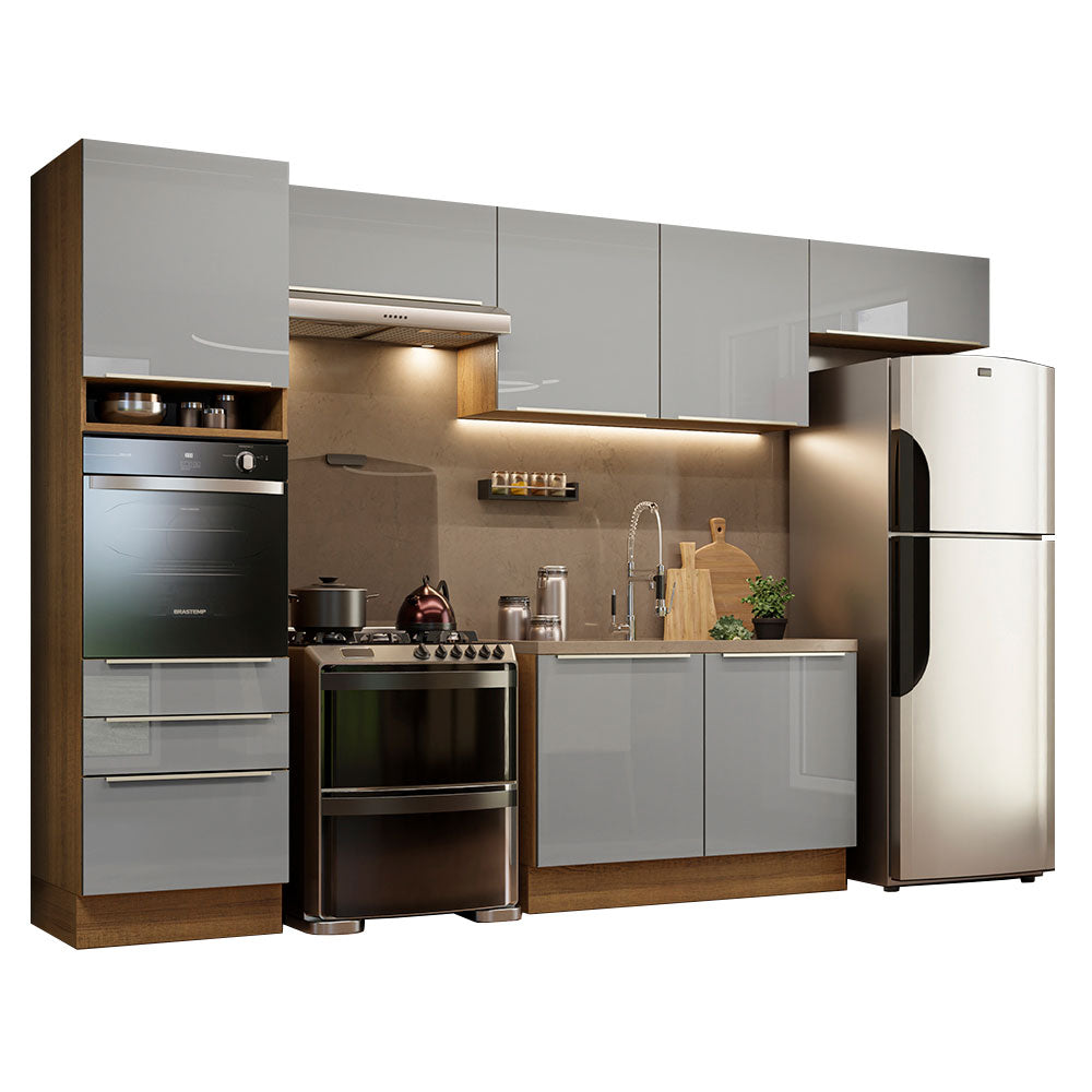 Cocina Integral 340 cm Lux Marrón/Gris 01