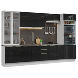 Cocina Integral 340cm Blanco/Negro Lux 02