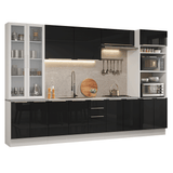 Cocina Integral 340 cm Blanco/Negro Lux Madesa 03