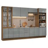 Cocina Integral 340 cm Marrón/Gris Lux Madesa 03