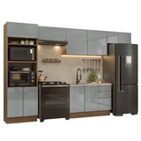 Cocina Integral 350 cm Marrón/Gris Lux Madesa 01