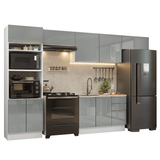 Cocina Integral 350 cm Blanco/Gris Lux Madesa 01