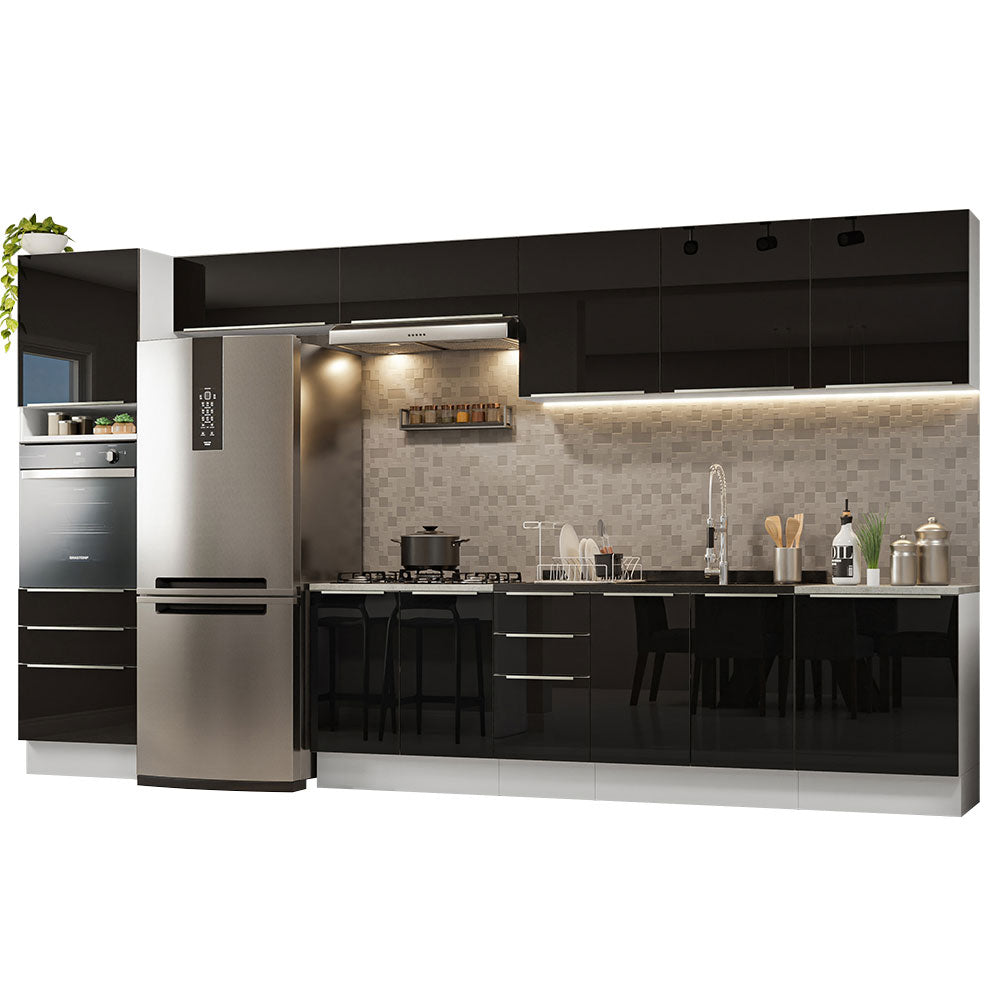 Cocina Integral 400cm Lux Blanco/Negro 01