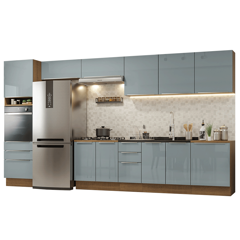 Cocina Integral 400 cm de Con Mueble para Horno Marrón/Gris Lux Madesa