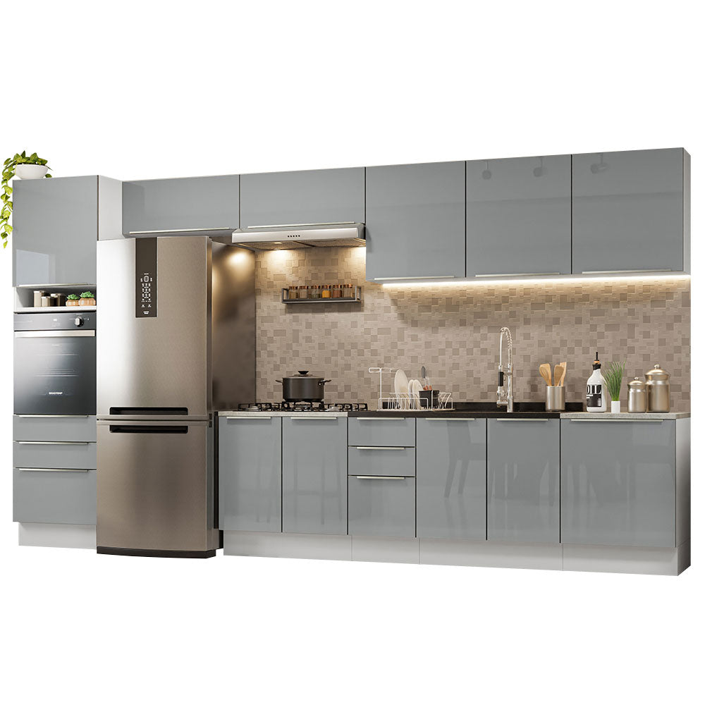 Cocina Integral 400cm Lux Blanco/Gris 01