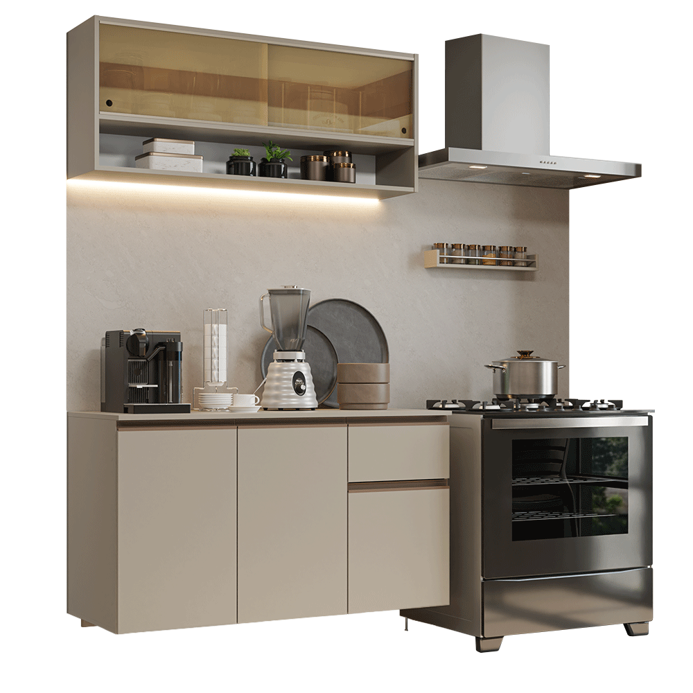 Cocina Integral 120 cm sin Patas Crema Nice 03