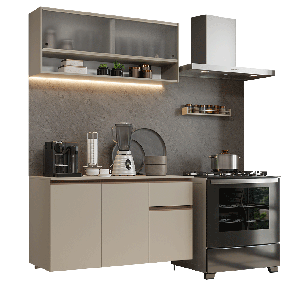 Cocina Integral 120 cm sin Patas Crema Nice 04