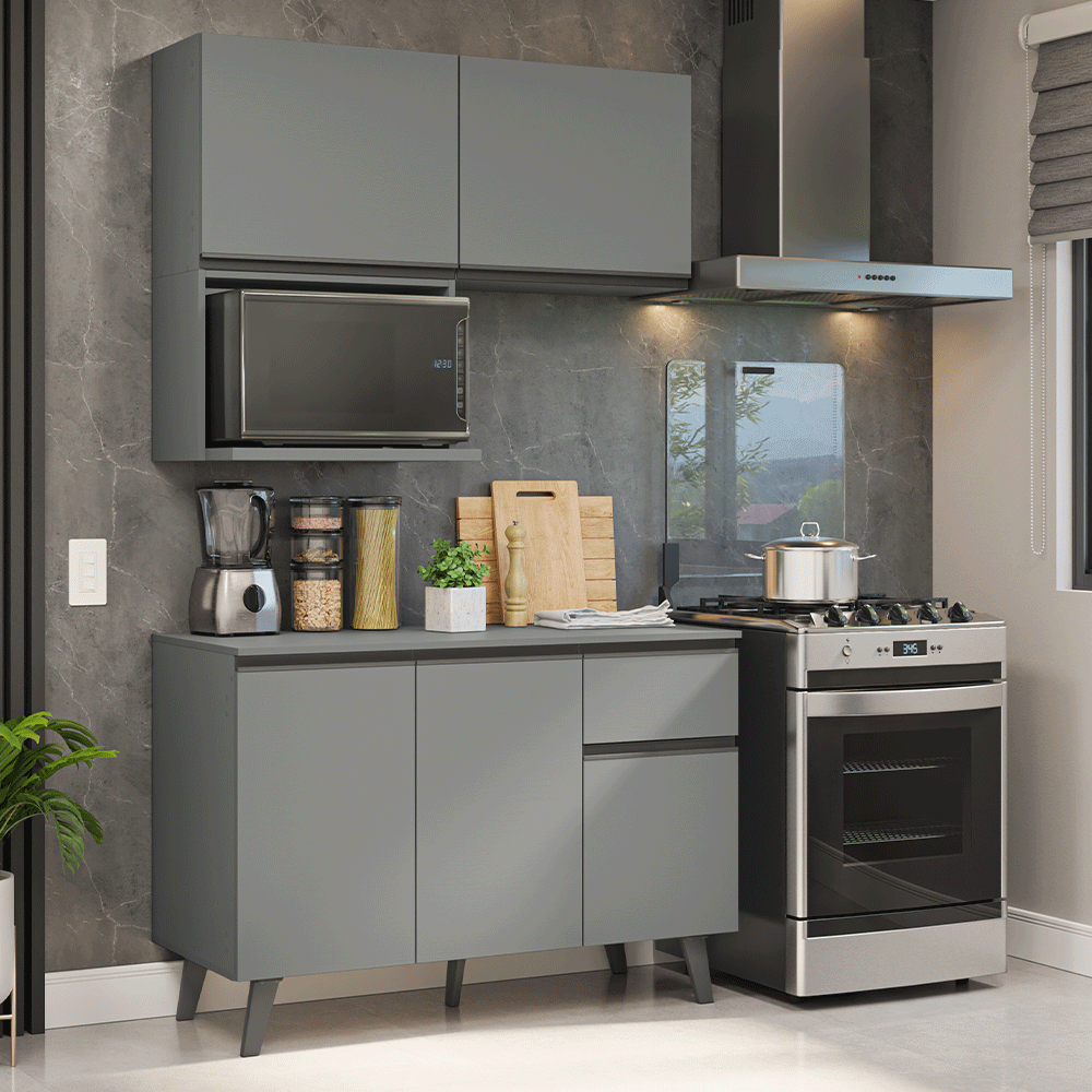 Cocina Compacta 120 cm Gris Nice Madesa 05