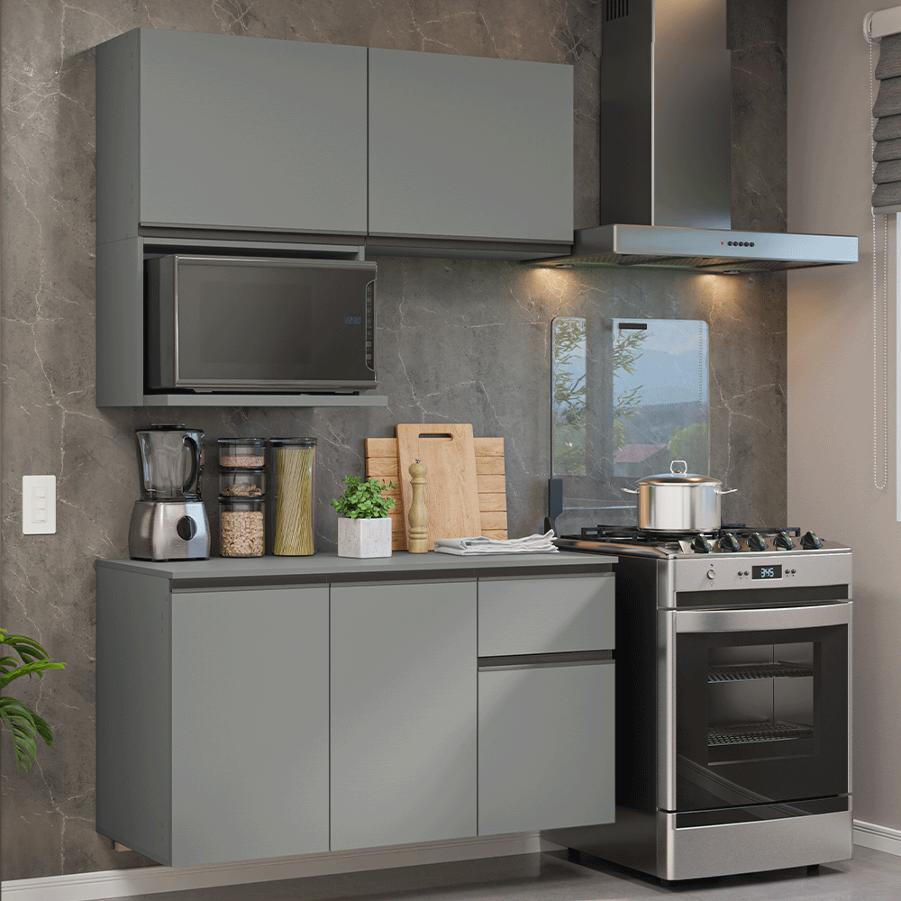 Cocina Compacta 120 cm Sin Patas Nice Gris 06