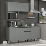 Cocina Compacta 180 cm Gris Nice Madesa 02