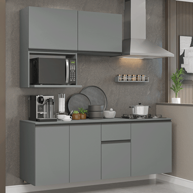 Cocina Compacta Flotante 180 cm Gris Nice Madesa