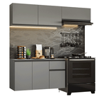 Cocina Compacta Flotante 200 x 52 cm 6 Puertas 1 Cajón Gris Nice Madesa