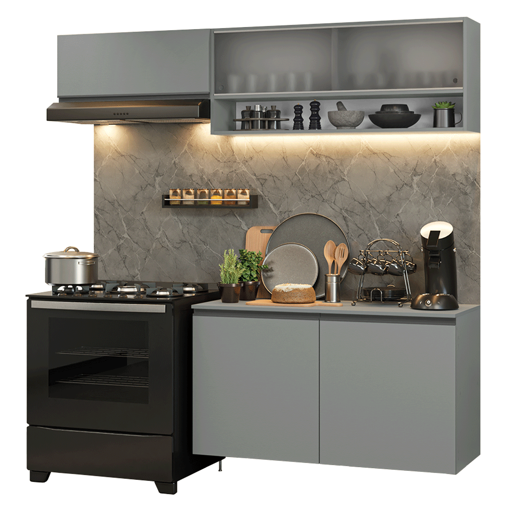 Cocina Integral 200 cm sin Patas Gris Nice 07