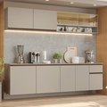 Cocina Integral Flotante 240 x 52 cm 9 Puertas 1 Cajón Crema Nice Madesa 05