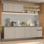 Cocina Integral Flotante 240 x 52 cm 9 Puertas 1 Cajón Crema Nice Madesa 05