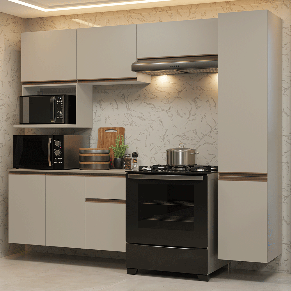 Cocina Integral 240 cm sin Patas Crema Nice 09